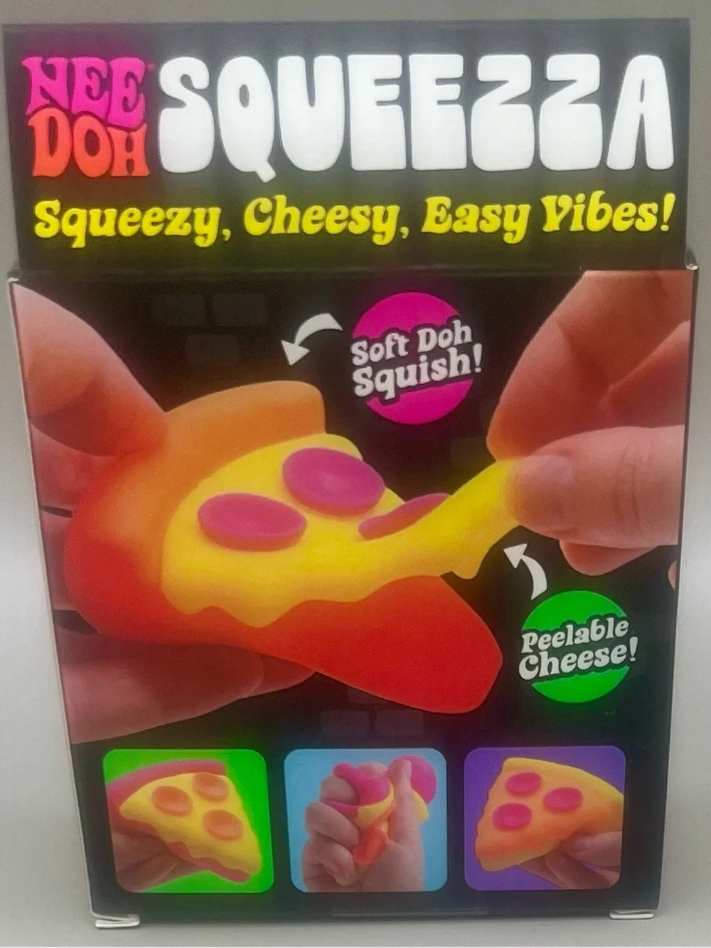 Authentic Schylling NeeDoh SQUEEZZA Pizza 🍕Orange/Yellow/Pink 🧡💛🩷 Soft Doh NEW